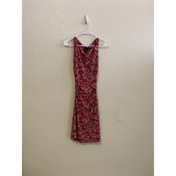 BCBG Maxazria y2k red paisley print bodycon midi dress size XS - Picture 6 of 7